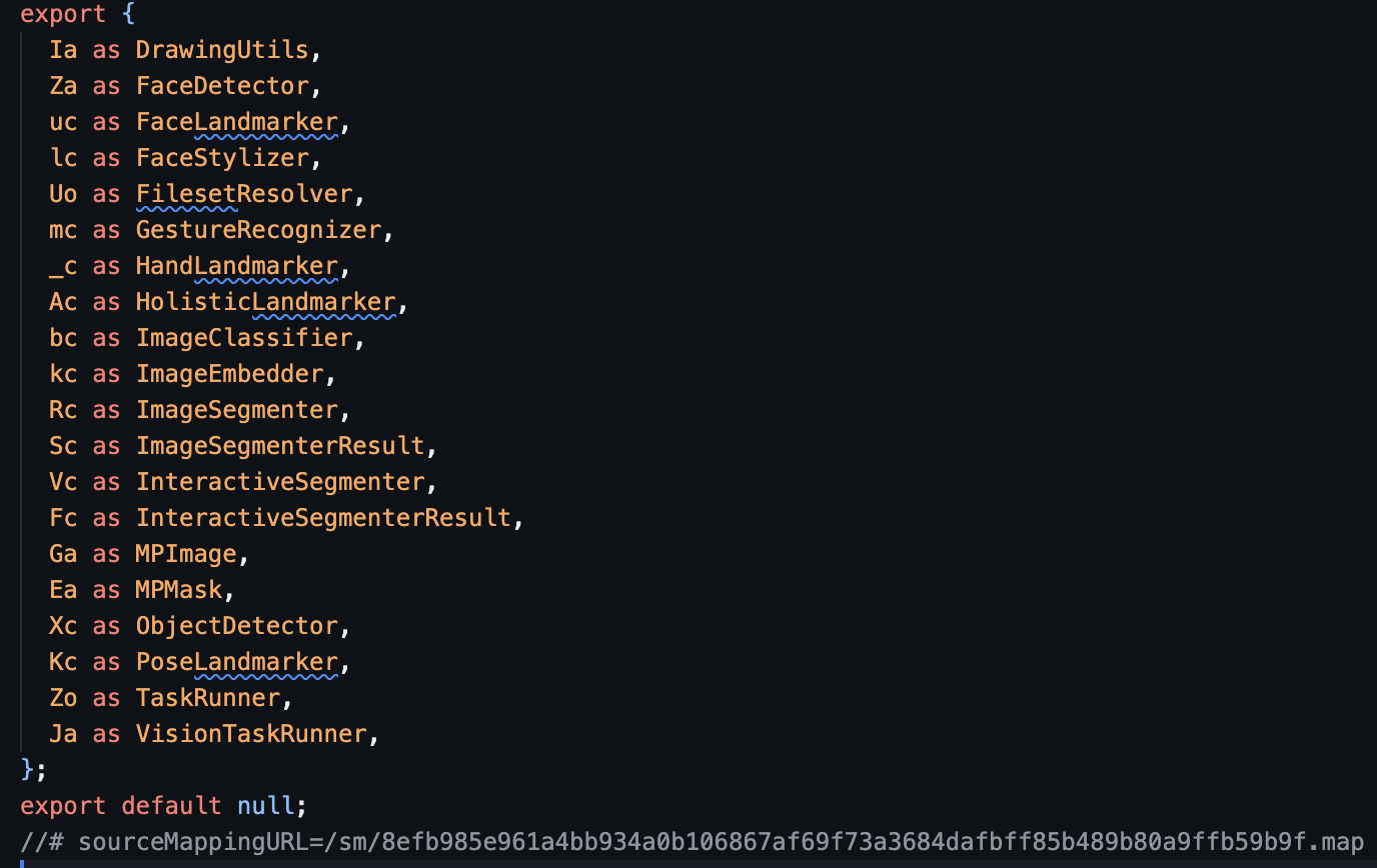 Methods exported by @mediapipe/tasks-vision